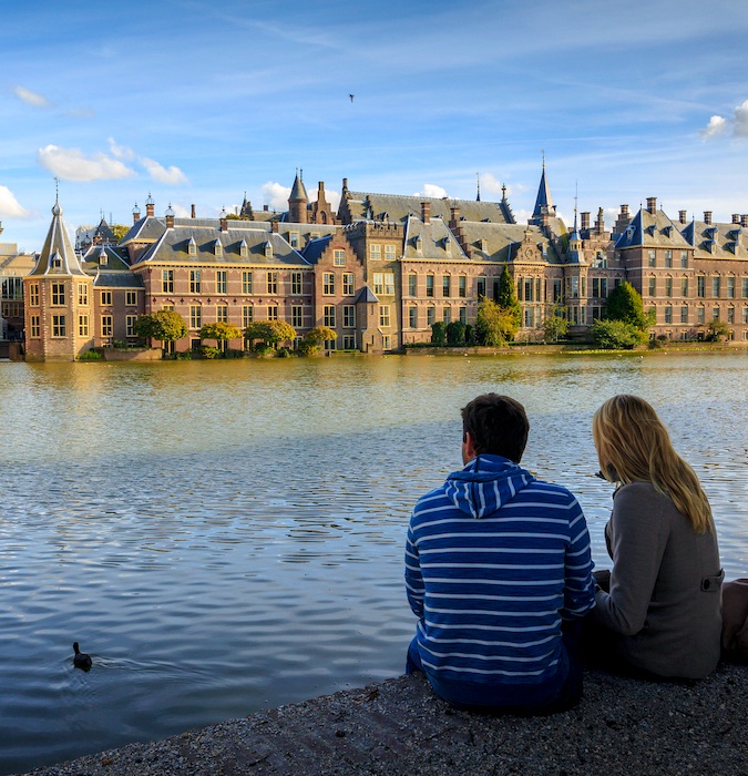 Historical buildings at the political center in The Hague.  