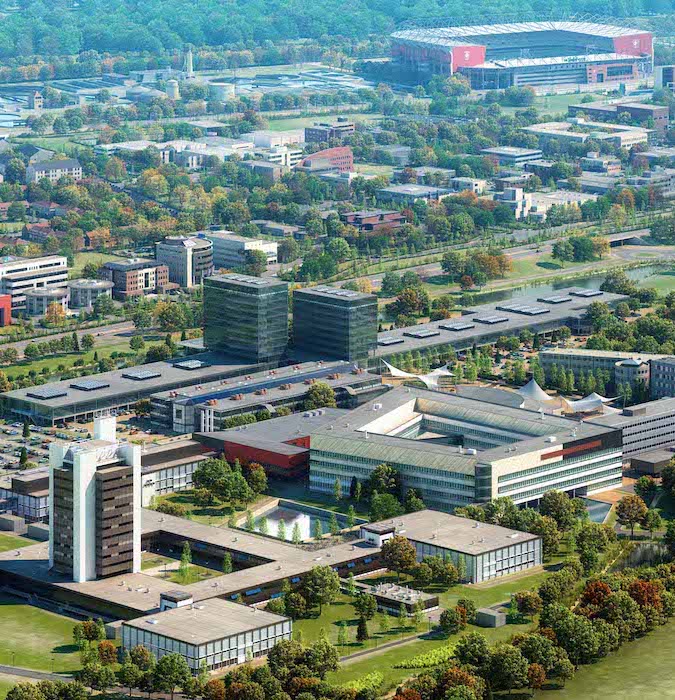 Skypicture of the campus at Twente. 